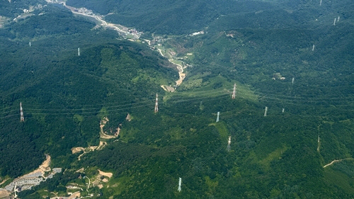 하늘에서 내려다본 송전선로. /연합뉴스